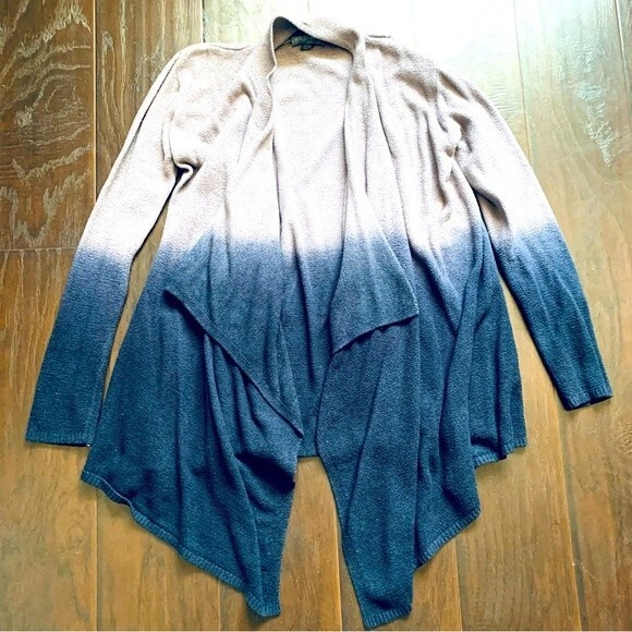 Barefoot Dreams Cozy Chic Lit Calypso Ombré Hi/lo Open Cardigan Pewter/Black S/M - Picture 1 of 14